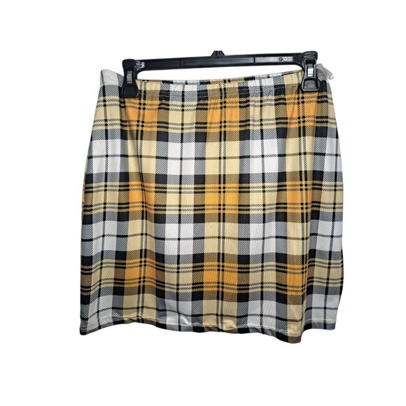 Shein Womens Yellow Black Whie Plaid 2PC Set Top + Skirt Large - Picture 8 of 8